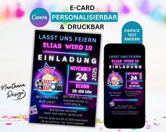 Cinema Birthday Invitation | Editable Canva Template | Movie Party Card | A6 Invitation | Digital Download
