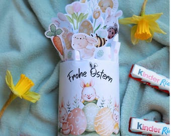 Easter Gift Printable Template – 12 Wrappers for Kinder Chocolate – PDF A4 Instant Download – Small Easter Greetings Gift Idea for Children