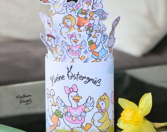 Easter Gift Printable Template – 12 Wrappers for Kinder Chocolate – PDF A4 Instant Download – Small Easter Greetings Gift Idea for Children