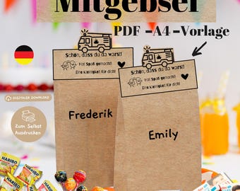 Fire brigade party bag template as PDF – perfect for children’s birthdays! Simply download, print and make creative bags.
