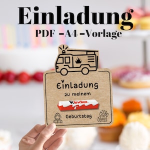 Feuerwehr Einladungskarten Kindergeburtstag | PDF | A4 | Partyeinladungen | Feuerwehr-Party | Geburtstagsparty | Einladungen für Kinder