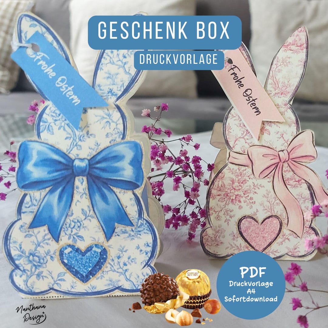 Easter Gift Box Printable Template PDF – Easter Bunny Box for DIY ...