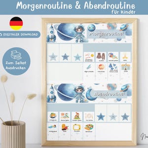 Astronaut-Morgen & Abendroutine für Kinder-Routineplan für Kinder-Tagesroutine kinder- Tagesstruktur für kleine Entdecker-PDF zum Ausdrucken