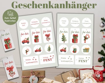 Christmas gift tags – printable PDF, Merry Christmas, DIY gift decoration, printable gift tags