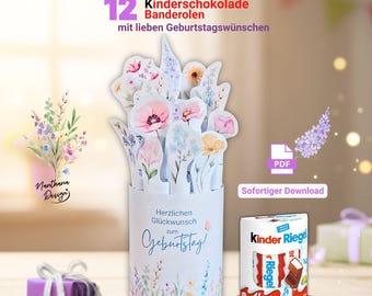 Kinder Chocolate Birthday Wrappers • 12 Designs with Loving Birthday Wishes • Chocolate Wrappers PDF • Birthday Gift Idea