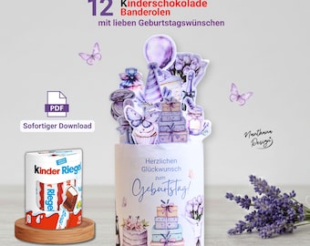 Kinder Chocolate Birthday Wrappers • 12 Designs with Loving Birthday Wishes • Chocolate Wrappers PDF • Birthday Gift Idea