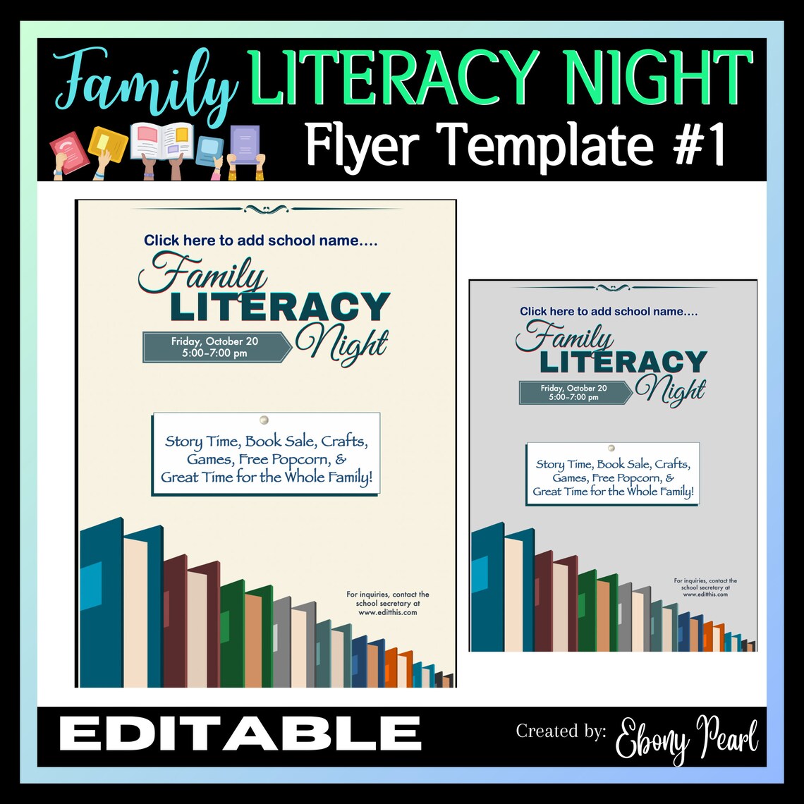 New Editable Family Literacy Night Flyer Template 2 Unique School
