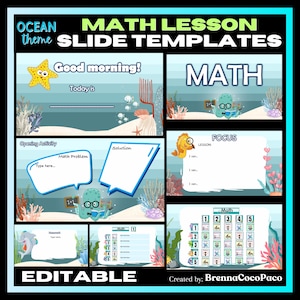 新しい海をテーマにした数学レッスンスライドテンプレート | 数学クラス向け Powerpoint