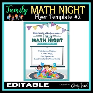New Editable Family Math Night Flyer Template #2 | Unique School Flyers