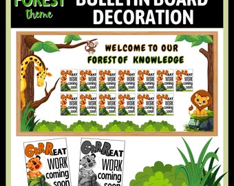 New Forest Themed Bulletin Board Decoration with GRRReat Work Coming Soon Signs
