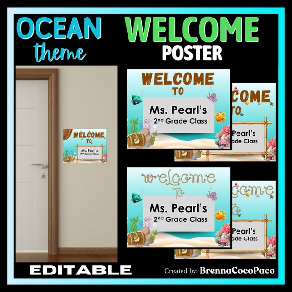 New! Editable Ocean-themed WELCOME Class Posters | Under the Sea Posters