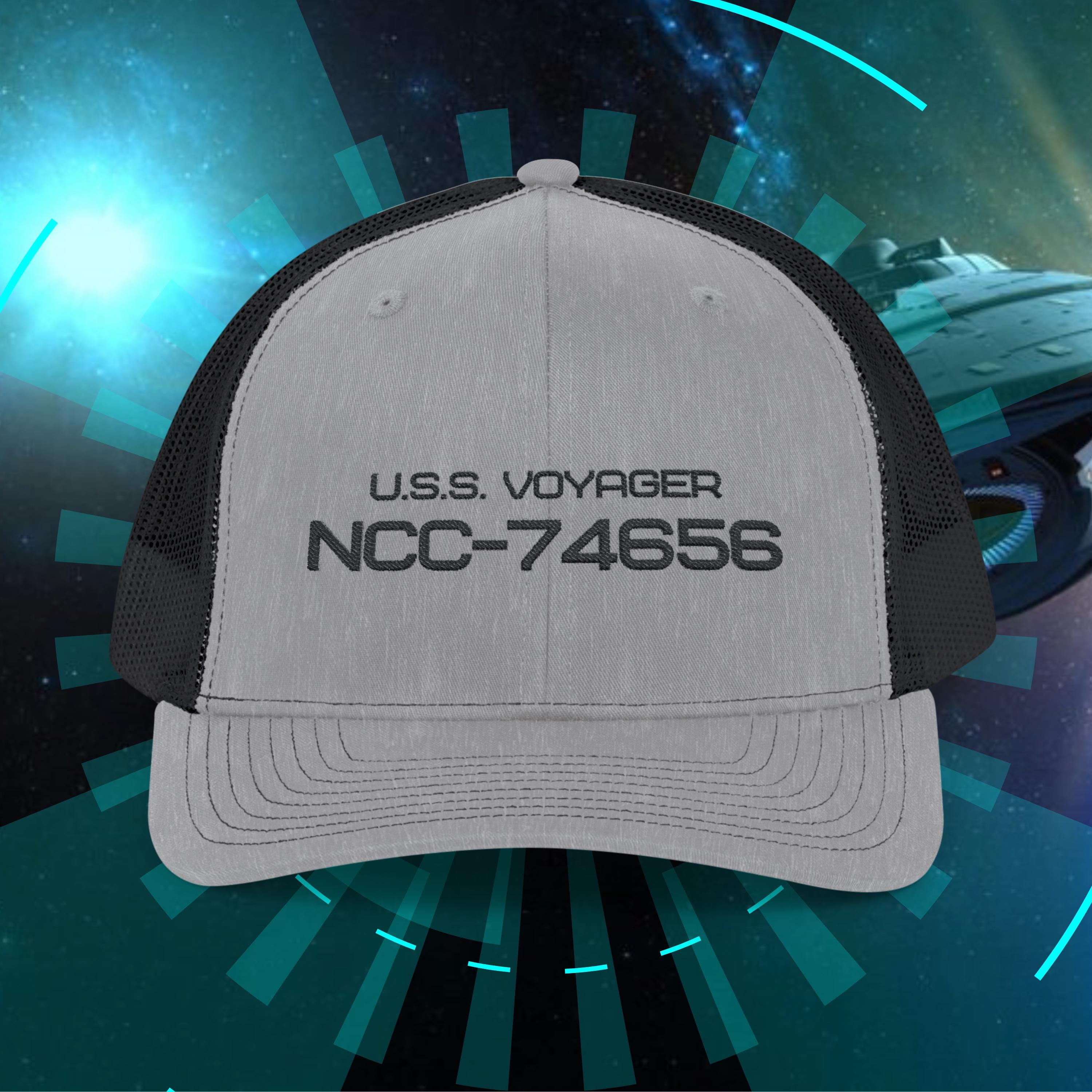 Voyager Trucker Cap Trek Starship Hat Embroidered Registration