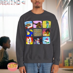 Sudadera con dibujos animados de los 80 Suéter con dibujos animados de los sábados por la mañana de los años 80 Camiseta retro nostálgica Sudadera con dibujos animados oscuros después de estos mensajes