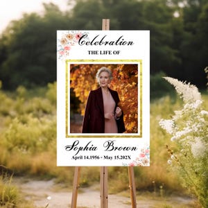 Funeral Memorial Sign, Celebration of Life, In Loving Memory Sign,