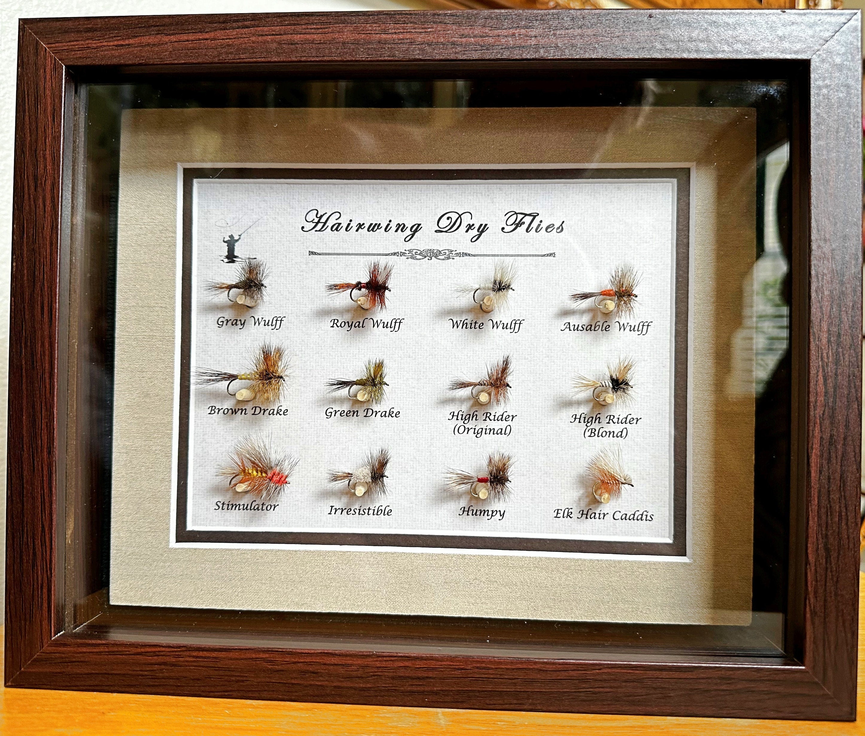 【The beautiful games of flyfishng】ディスプレイ 12 Mounted & Framed --precision-tied -- Hairwing Dry Flies - in 11