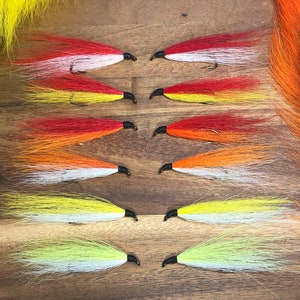 1-Dozen Original RUSSIAN RIVER COHO Salmon Flies - 3/8" Gap, 5X Strong Mustad Hook.  Legal size for Russian & Kenai Rivers.
