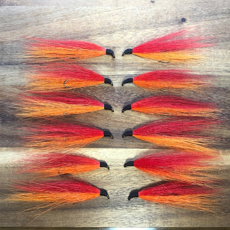 1-Dozen Original RUSSIAN RIVER COHO Salmon Flies - 3/8" Gap, 5X Strong Mustad Hook. Legal size for Russian & Kenai Rivers. image 6