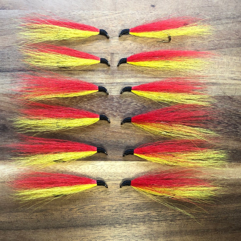 1-Dozen Original RUSSIAN RIVER COHO Salmon Flies - 3/8" Gap, 5X Strong Mustad Hook. Legal size for Russian & Kenai Rivers. image 5