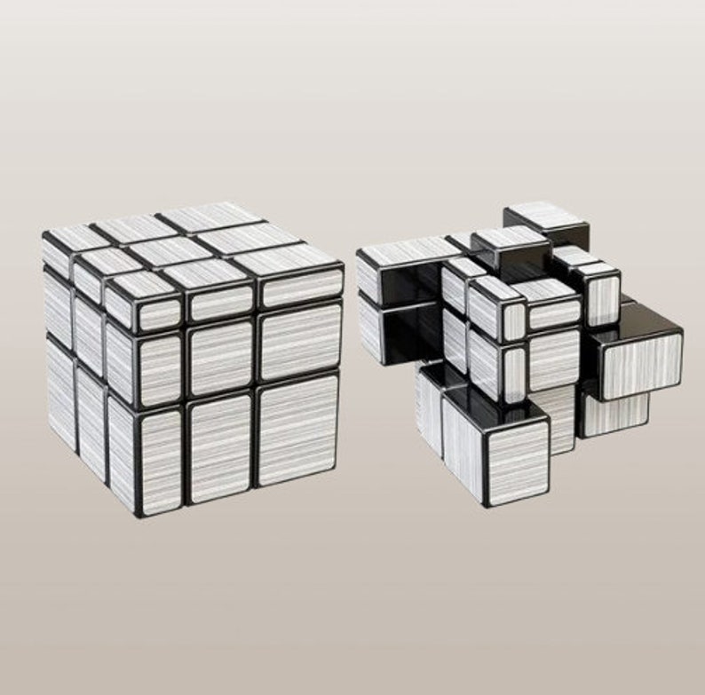 Mirror Magic Cube Set Golden Silver Rubik's Cubes 2x2 & 3x3 57mm Size
