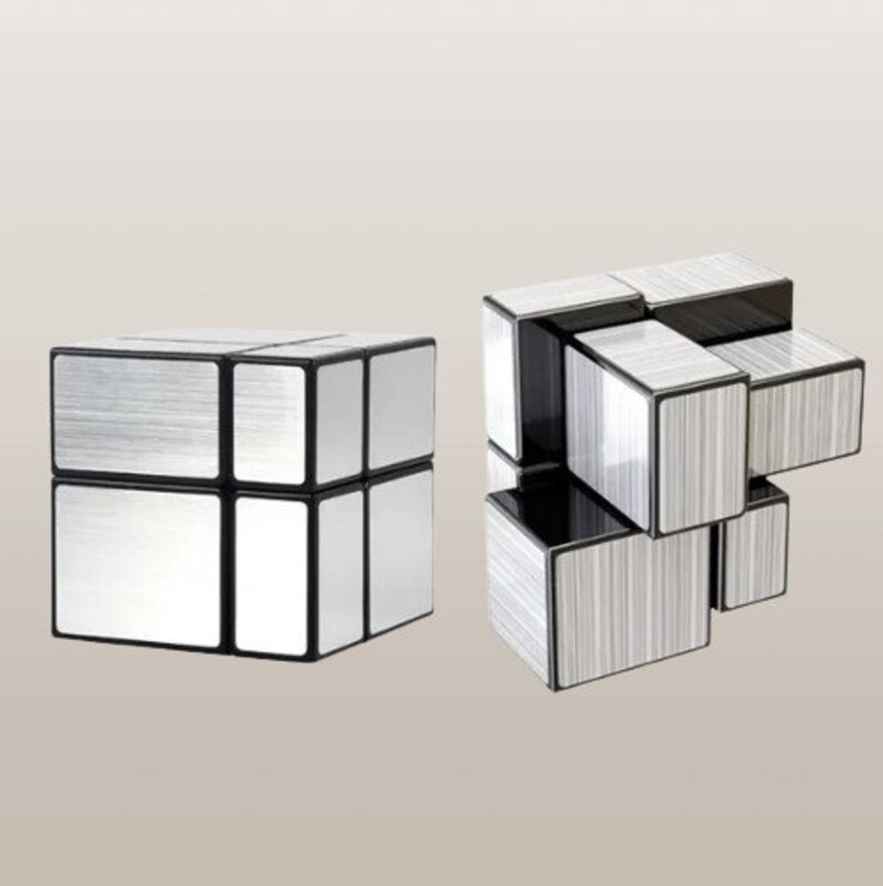 Mirror Magic Cube Set Golden Silver Rubik's Cubes 2x2 & 3x3 57mm Size