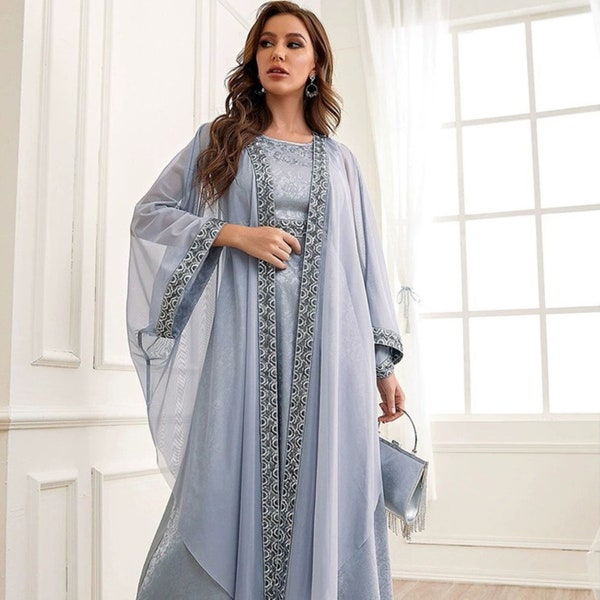 New Middle East Dubai Arab Abaya Embroidery Set