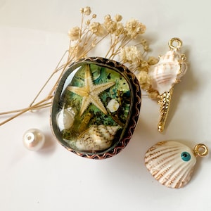 Mermaid Jewelry Set Ocean Resin Ring Gift for Sea Lovers Seashell Beach Ring Starfish Ring Siren Ring Beach Sand Jewelry