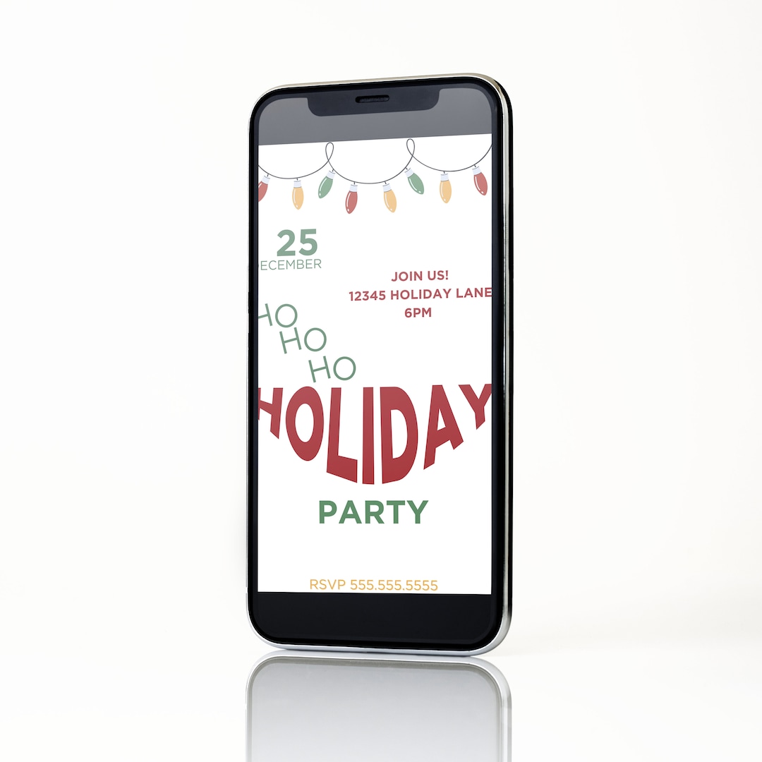 Ho Ho Holiday Party Invite, Digital Invite, Phone Evite, Winter Party