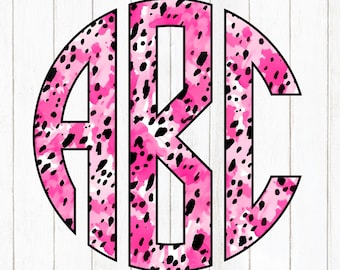 Roze cheetah-monogramletters A-Z: luipaardprint, png (digitale download) luipaardalfabet