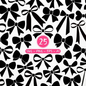 Bows SVG Bundle, Vector Bows Set, Black Bows SVG Bow Collection Ribbon Bow Clip Art, Bow Silhouette SVG, Vector Ribbon Bow, Black Bowtie Png