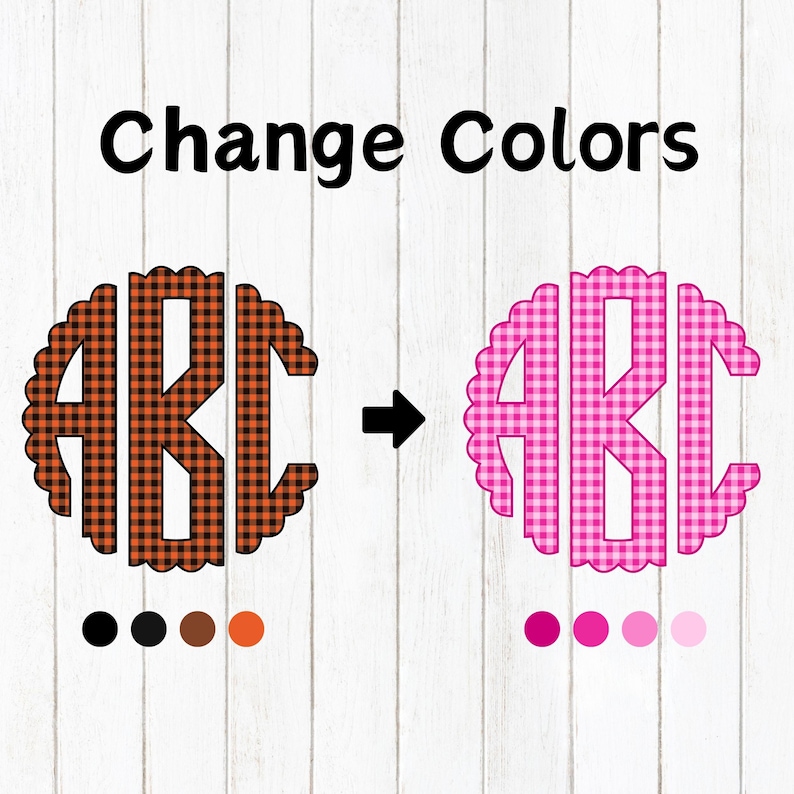 Monogram Swg Examples Gingham Scallop Monogram Letters A-Z (SVG Digital Download) Custom ...