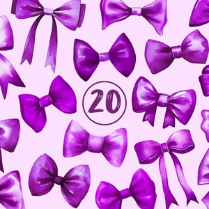 Fiocchi viola dell'acquerello Clipart Collezione fiocco Fiocco del nastro Clip Art Fiocco viola Png Papillon del nastro PNG Fiocco indaco viola dell'acquerello PNG