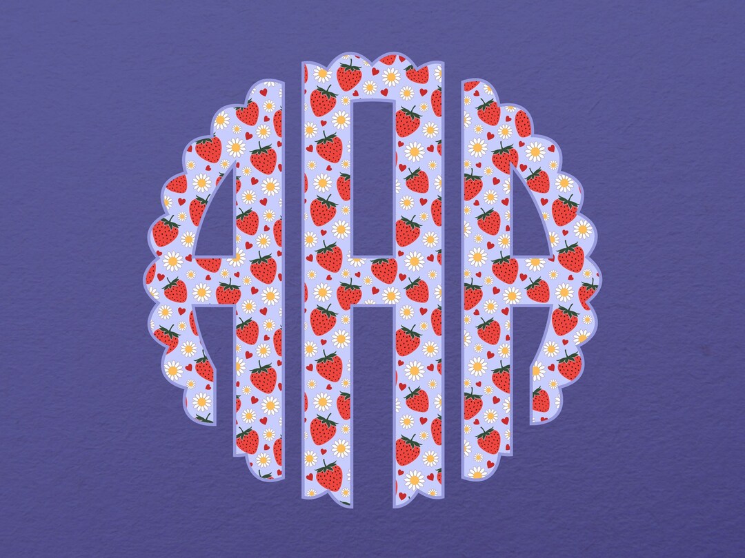 Circle Monogram PNG, Monogram Letters A-Z, Strawberry Monogram ...