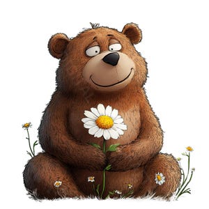 10 beer en bloem clipart, grappige dieren clipart, hoge kwaliteit jpg's, digitale download, aquarel clipart, afdrukbaar, commerciële licentie