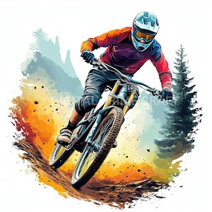 10 cliparts VTT, saut VTT, jpg haute qualité, téléchargement numérique, clipart aquarelle, produits imprimables, licence commerciale