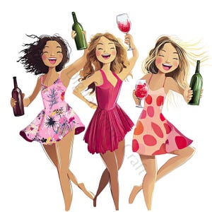 10 Clipart per feste, Clipart per ragazze in festa, Ragazza del compleanno, jpg di alta qualità, download digitale, stampabili, licenza commerciale