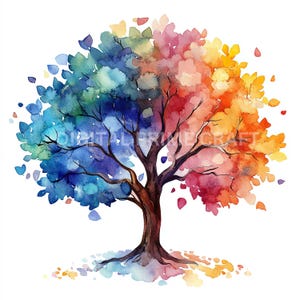 10 boom clipart, kleurrijke boom clipart, hoge kwaliteit jpg's, digitale download, aquarel clipart, printables, commerciële licentie