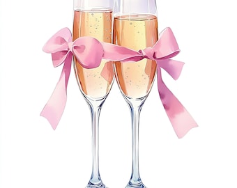 10 Aquarell Champagner Clipart, Hochzeits-Gläser, Hochzeits-Gläser, hochwertige JPGs, digitaler Download, Printables, Papiermodelle, kommerzielle Lizenz