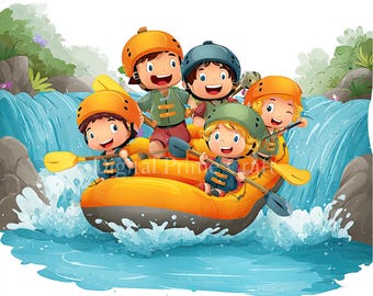 10 Fluss Rafting Clipart, Wassersport, Kyaking, hochwertige JPGs, digitaler Download, Aquarell Clipart, Printables, kommerzielle Lizenz