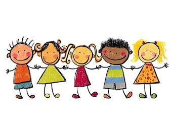 10 Happy Kids Clipart, Kids Clipart, Colorful kids, High Quality jpgs, Digital Download, Watercolor Clipart, Printables, Commercial License