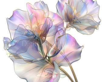 10 bloemen clipart, hoge kwaliteit jpg's, digitale download, aquarel clipart, printables, commerciële licentie