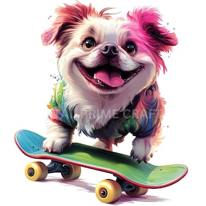 10 imágenes prediseñadas de perros, imágenes prediseñadas de perros en patineta, imágenes prediseñadas de perros divertidos, archivos JPG de alta calidad, descarga digital, imprimibles, licencia comercial