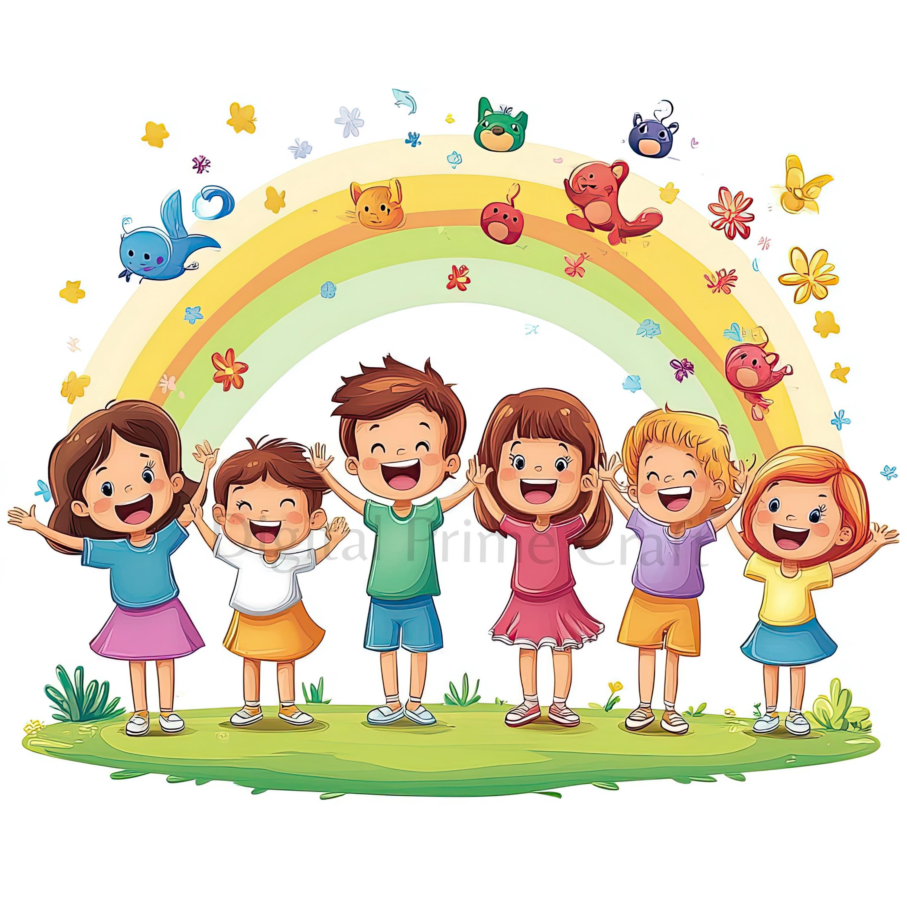 10 Happy Kids Clipart, Kids Clipart, High Quality jpgs, Digital Download, Watercolor Clipart, Printables, Commercial License