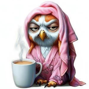 10 Kaffee Clipart, Mürrische Eule Clipart, hochwertige Jpgs, digitaler Download, Aquarell Clipart, Printables, kommerzielle Lizenz
