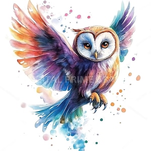 10 cliparts hibou, hibou aquarelle, fichiers JPG de haute qualité, téléchargement numérique, produits imprimables, fabrication de cartes, licence commerciale