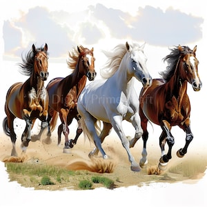 10 paard clipart, rennend paard, hoge kwaliteit jpg's, digitale download, aquarel clipart, paard printables, commerciële licentie