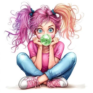 11 Quirky Girl Clipart, hochwertige Jpgs, digitaler Download, Aquarell Clipart, Printables, kommerzielle Lizenz
