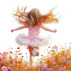 10 Clipart di ragazze felici, ragazze carine, ragazze e fiori, jpg di alta qualità, download digitale, clipart acquerello, stampabili, licenza commerciale
