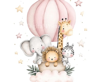10 Kinderzimmer Dekor Clipart, Mädchenzimmer, Heißluftballon Clipart, hochwertige Jpgs, digitaler Download, Printables, kommerzielle Lizenz