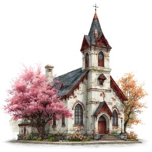 10 Church Clipart, Old Chapel, Prayer Clipart, High Quality jpgs, Digital Download, Watercolor Clipart, Printables, Commercial License