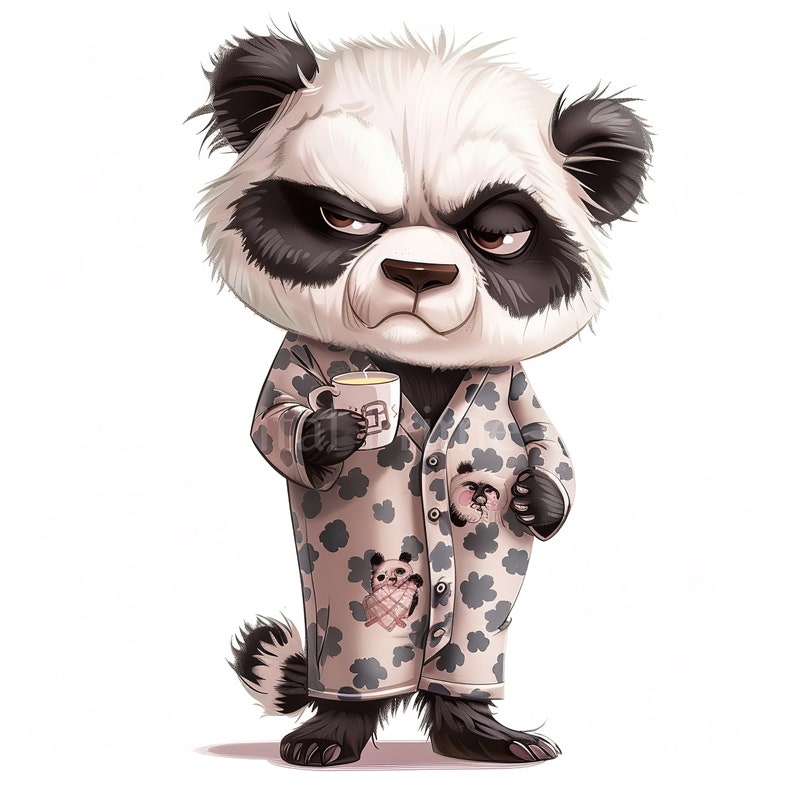 10 Coffee Clipart, Grumpy Panda Clipart, High Quality Jpgs, Digital ...